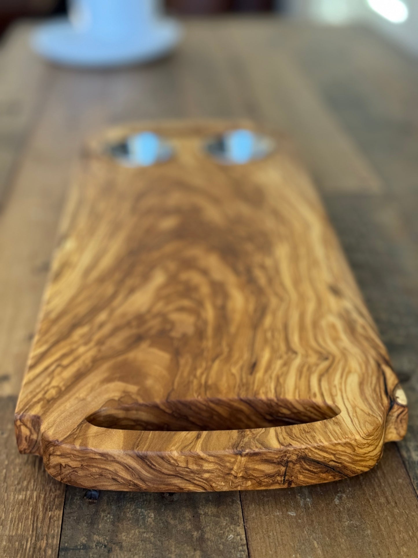 Olive Wood Serving Board with condiment trays