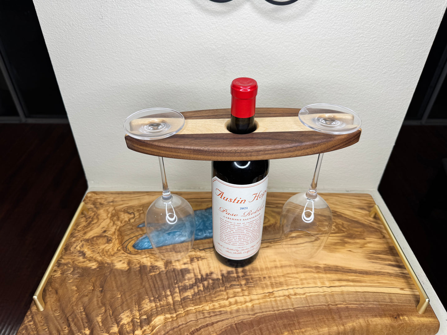 Wine Caddy – Handmade Walnut & Maple - Classic Style