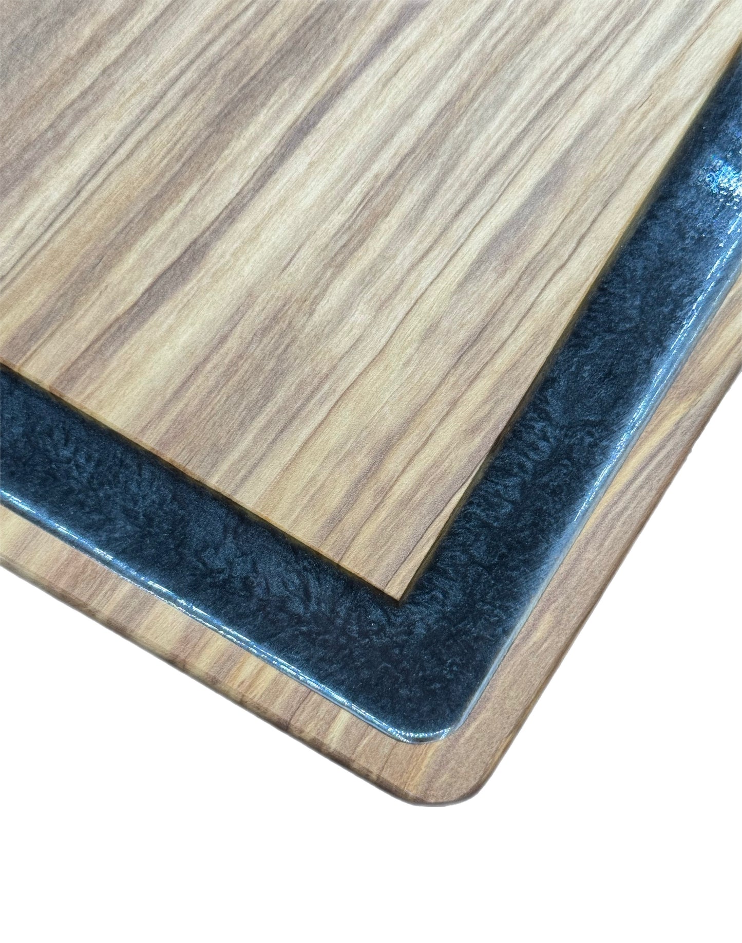 Olive Wood Charcuterie Board with Charred Handle, Epoxy Groove & Gold Ramekin