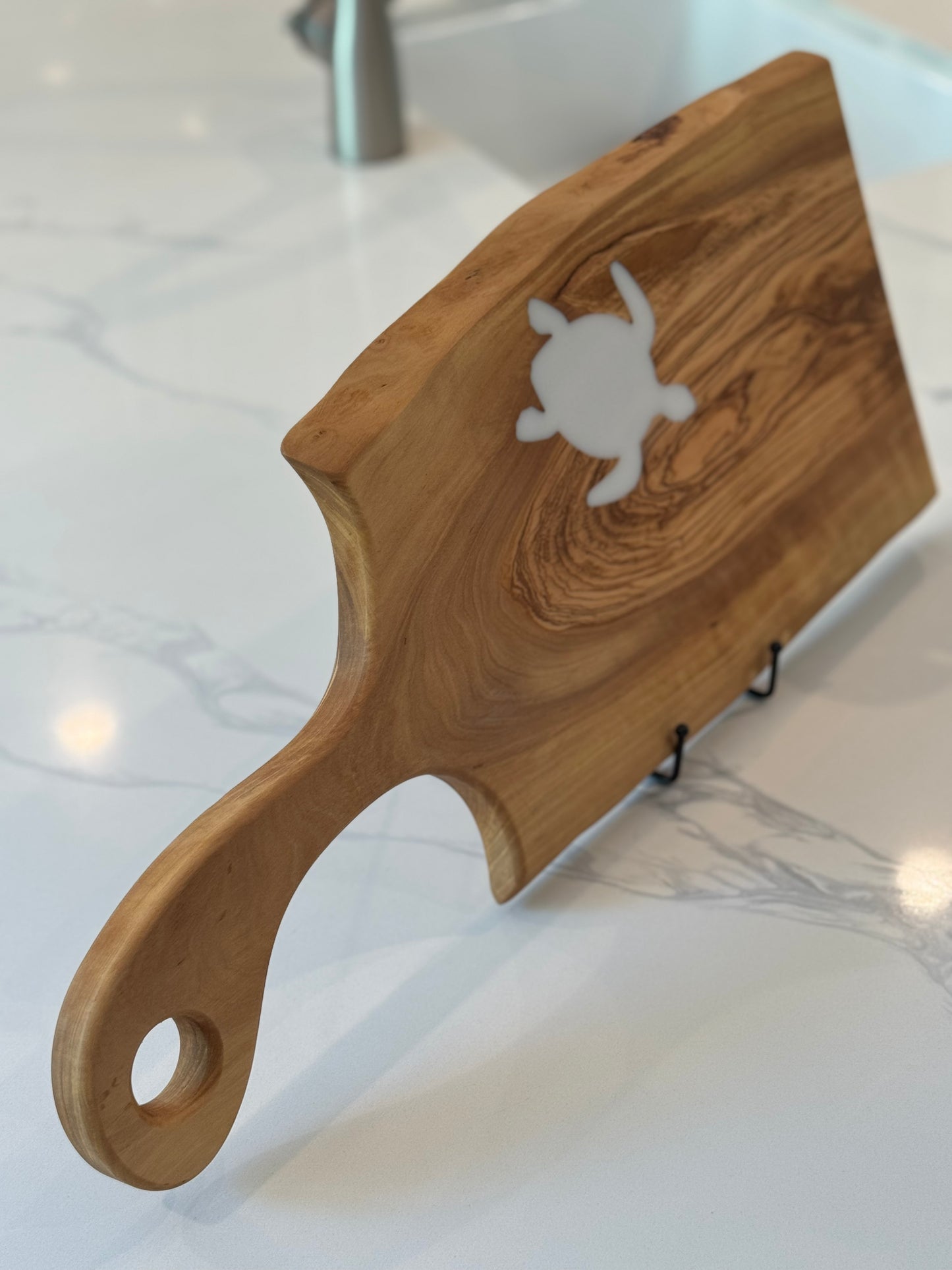 Olive Wood Serving Board with Sea Turtle Inlay