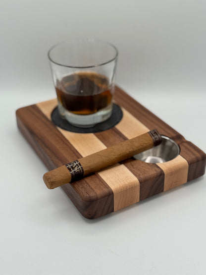 Whiskey & Cigar Tray - Maple and Walnut