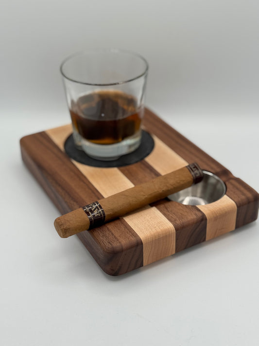 Whiskey & Cigar Tray - Maple and Walnut