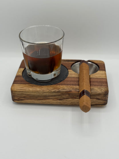Whiskey & Cigar Tray - Black Limba and Walnut