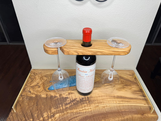 Wine Caddy – Handmade Olive Wood - Modern Style