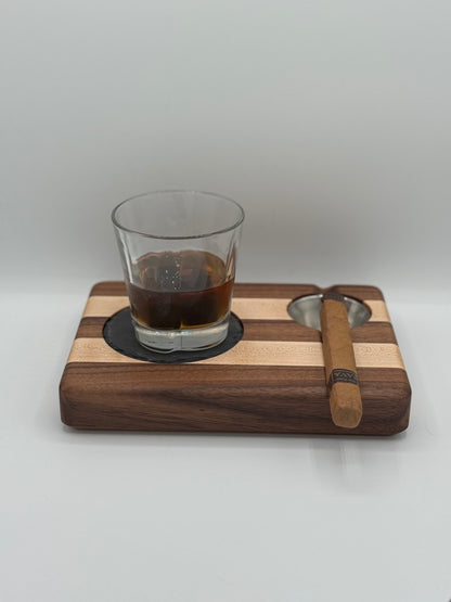 Whiskey & Cigar Tray - Maple and Walnut