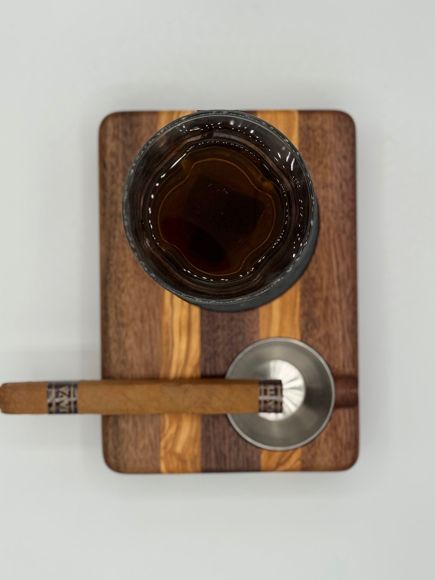 Whiskey & Cigar Tray - Olive Wood and Walnut