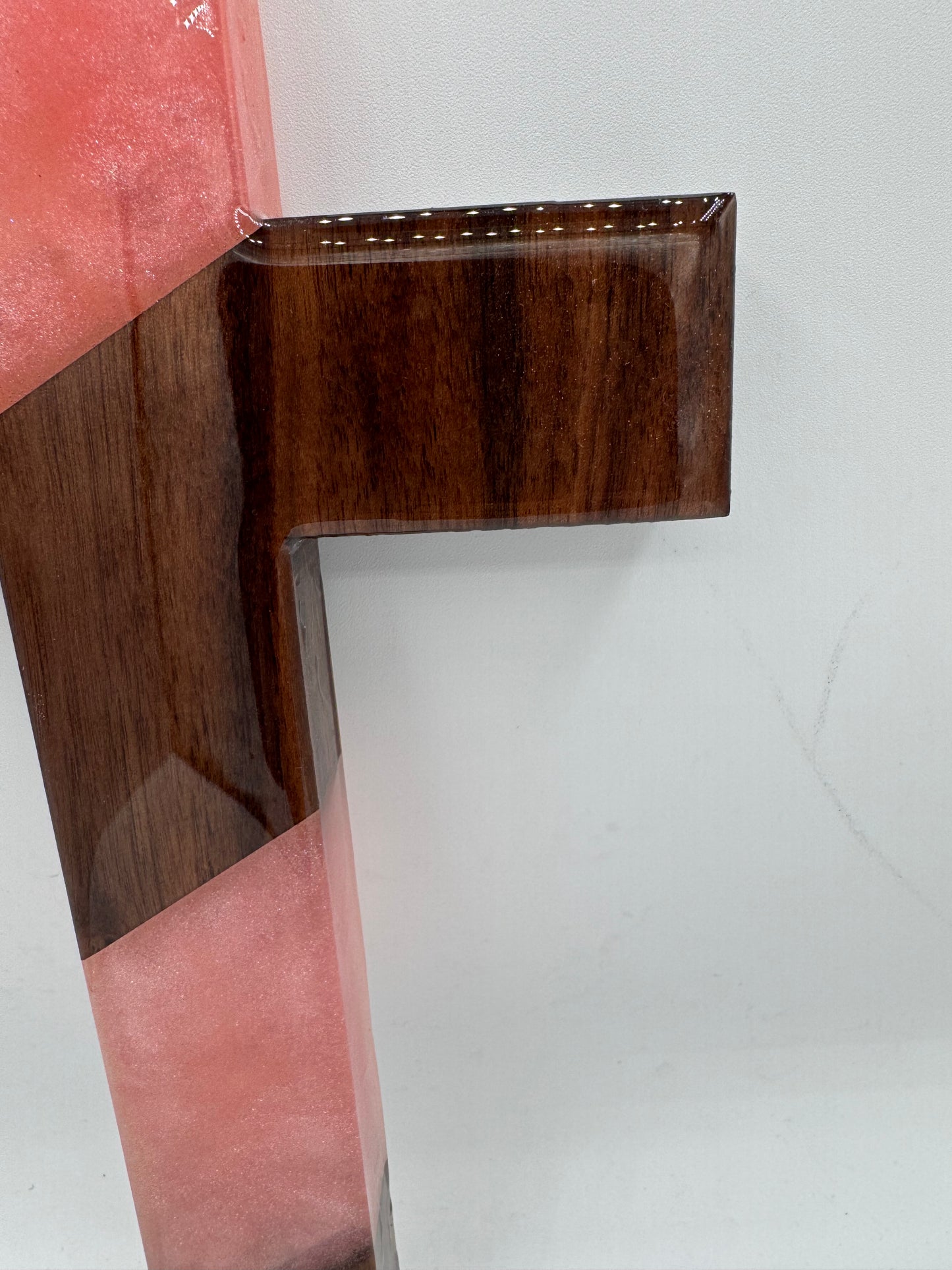 Walnut & Pink Epoxy Cross – 12” x 6”